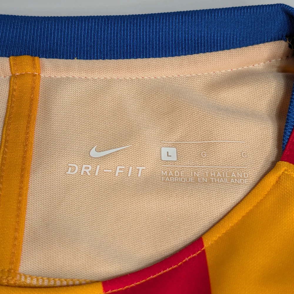 Nike FC Barcelona Soccer Jersey Yellow and Red Striped Men's Dri-Fit Football L